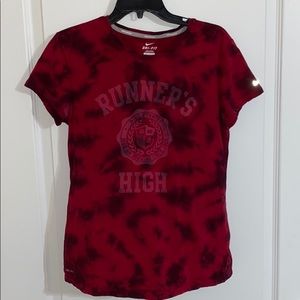 Red Tye-Dye Nike “Runner’s High” Dry-Fit Shirt (L)